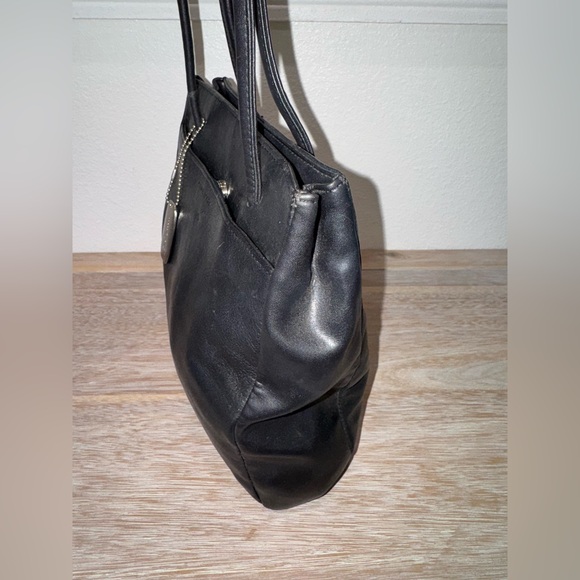 Vintage Nine West Black Leather Tote HandBag Shoulder Purse Bag - Picture 6 of 16